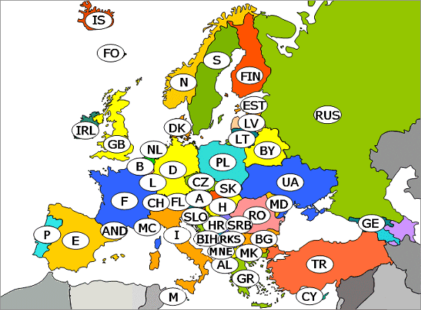 Europa Autokennzeichen