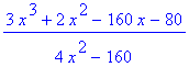 (3x^3 + 2x^2 - 160x - 80)/(4x^2 - 160)