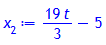 x[2] := 19/3*t-5