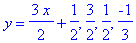 y = 3/2*x + 1/2, 3/2, 1/2, -1/3