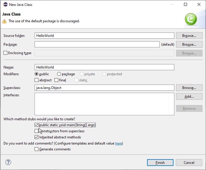 Eclipse - New Java Class