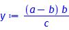 y = (a-b)*b/c