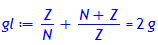 gl := Z/N+(N+Z)/Z = 2*g