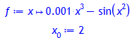 f:= x -> 0.001*x^3 - sin(x^2)