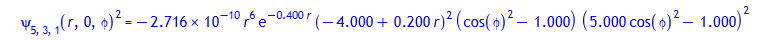 Psi[5,3,1](r, 0, phi)^2