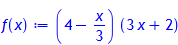 f(x) := (4-1/3*x)*(3*x+2)